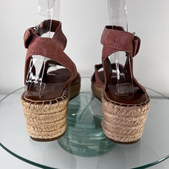 Franco Sarto Pellia Platform Sandals Pink Suede Leather Ankle Strap - Picture 7 of 9